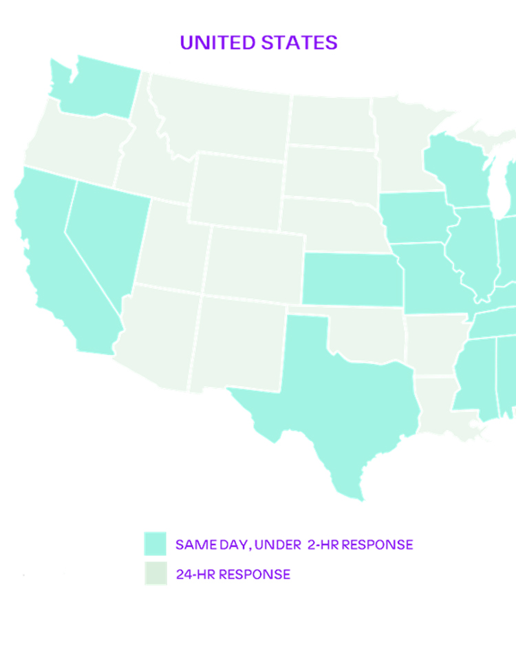 Vayan - U.S. West locations map